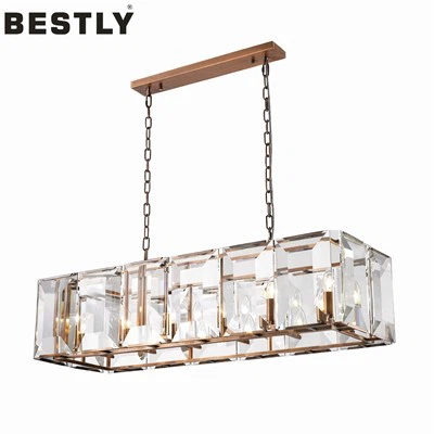 Hosszú függőlámpa átlátszó üveggel, vörös réz bevonattal